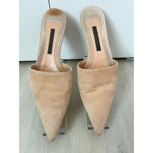 NARCISO RODRIGUEZ Pointed Toe Suede Slide Mules Sz 8.5 - Picture 1 of 6